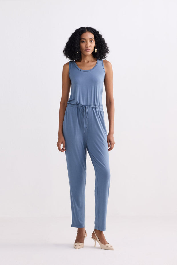 Reistor Relaxed Drawstring Jumpsuit in Blue