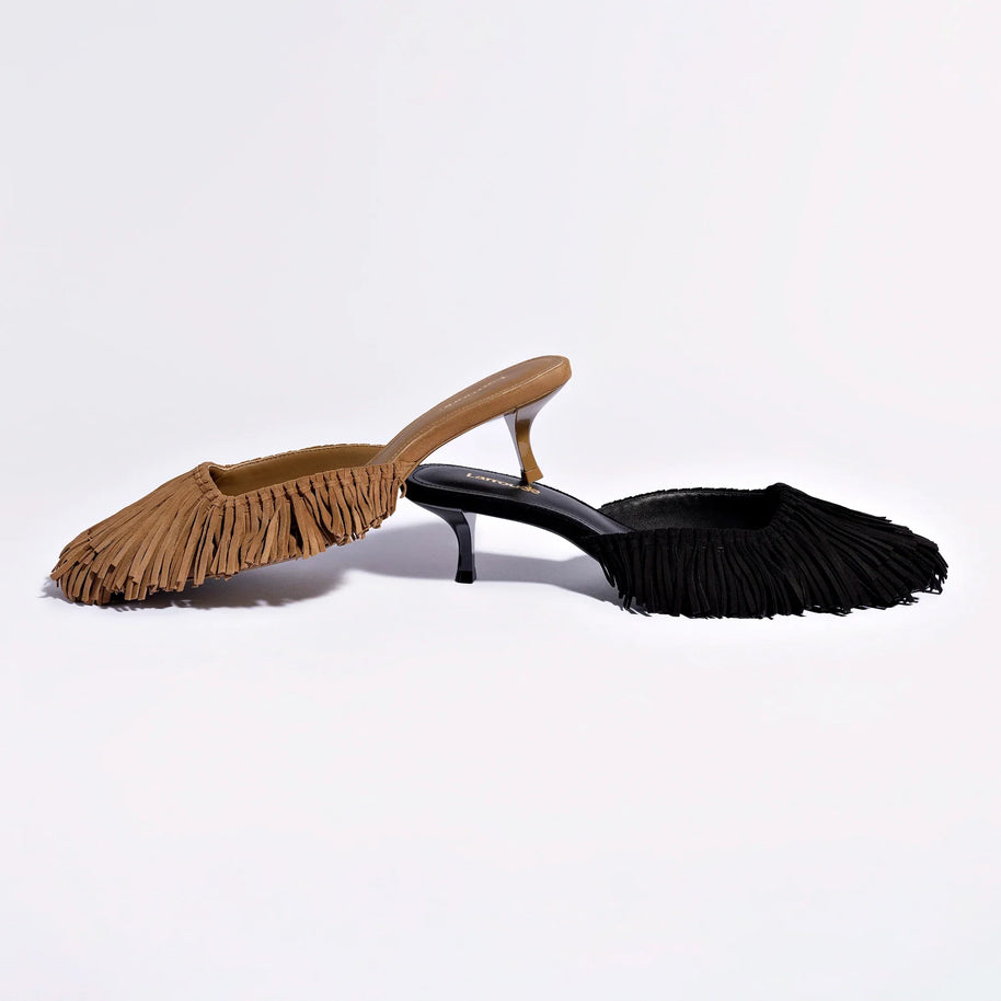 Larroude Sienna Mule In Tobacco Suede