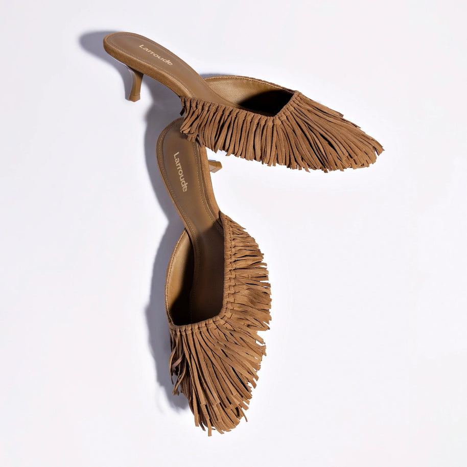 Larroude Sienna Mule In Tobacco Suede