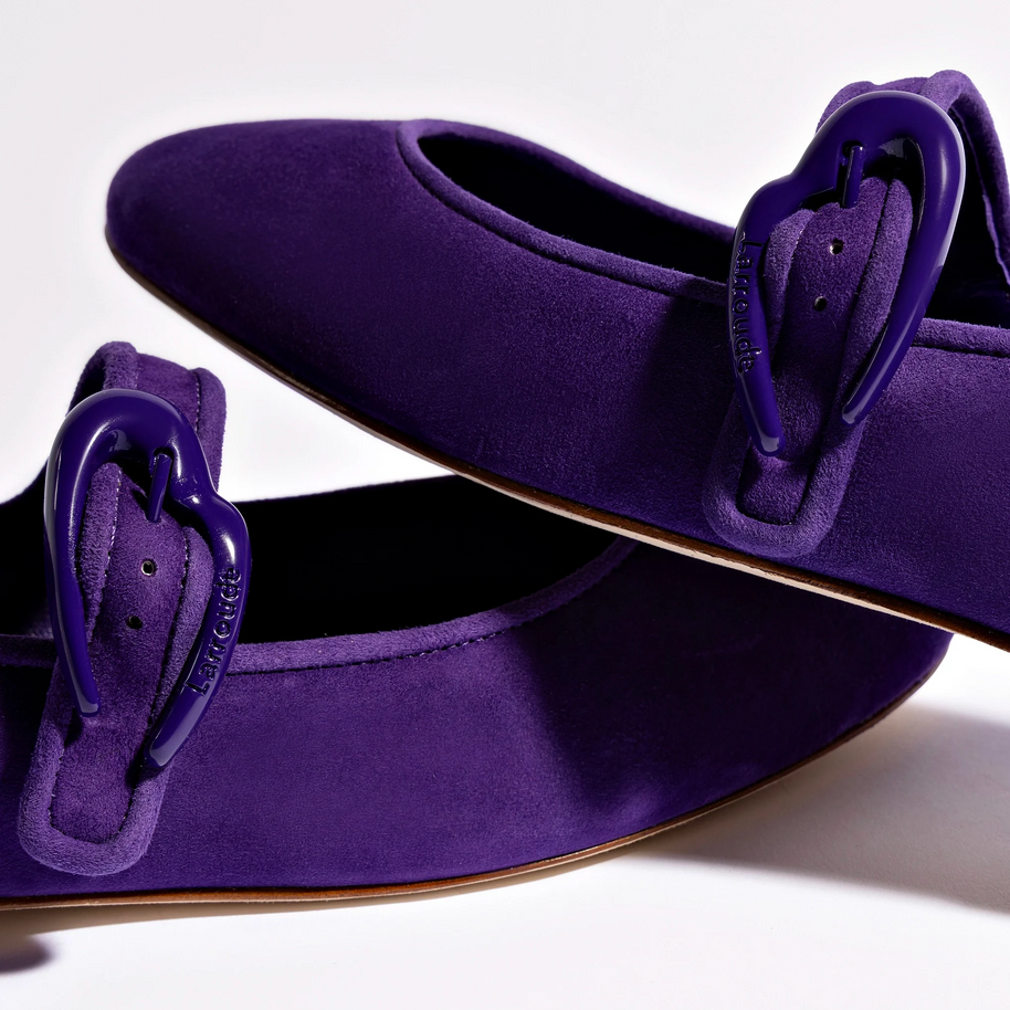 Larroude Verona Ballet Flat In Eggplant Suede