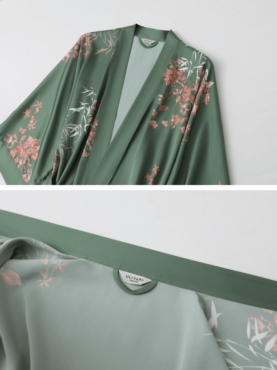 Ulivary Short Kimono Robe Olive