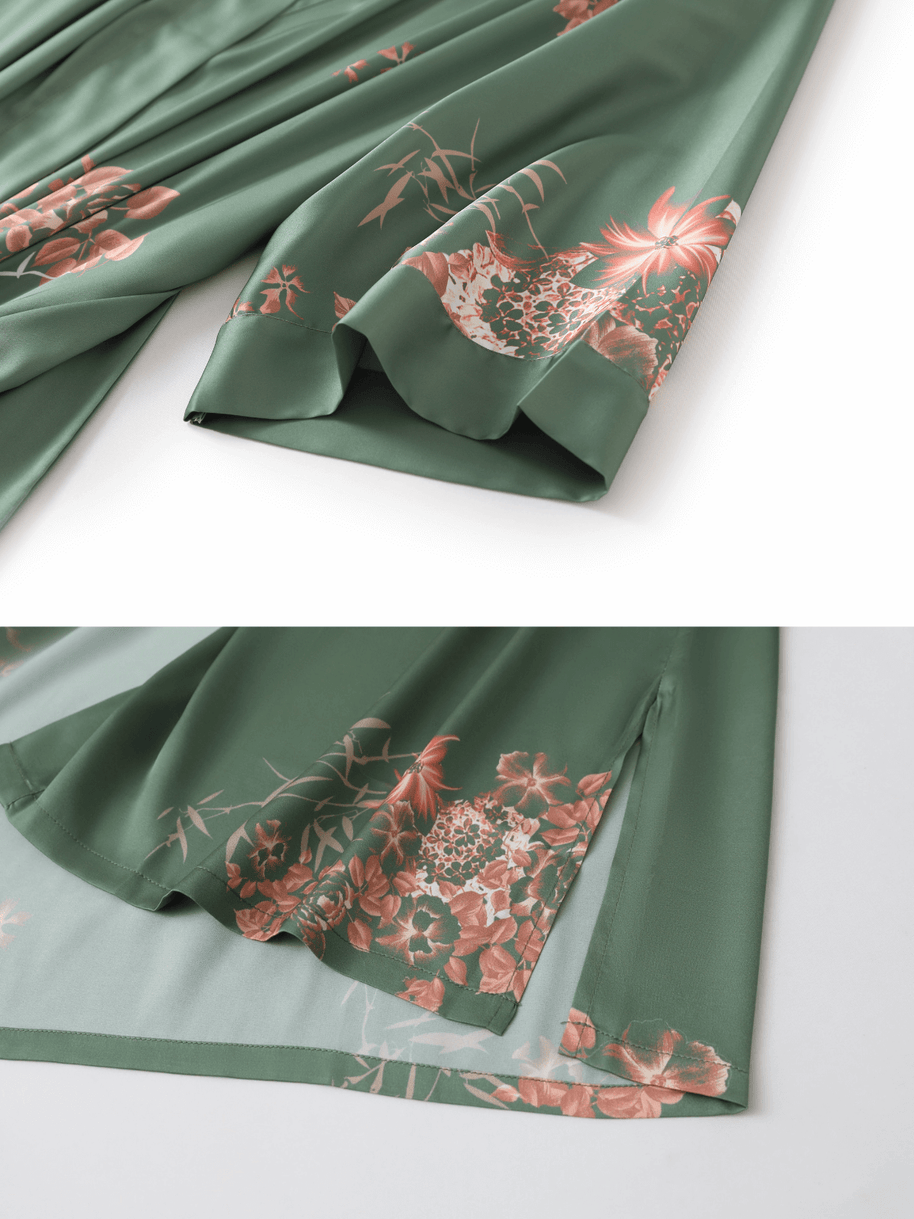 Ulivary Short Kimono Robe Olive