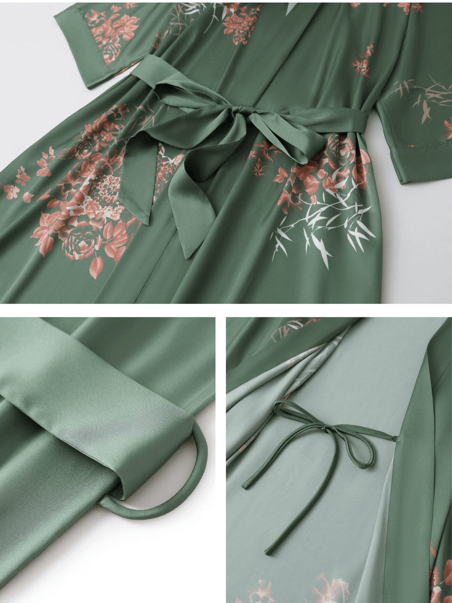 Ulivary Short Kimono Robe Olive
