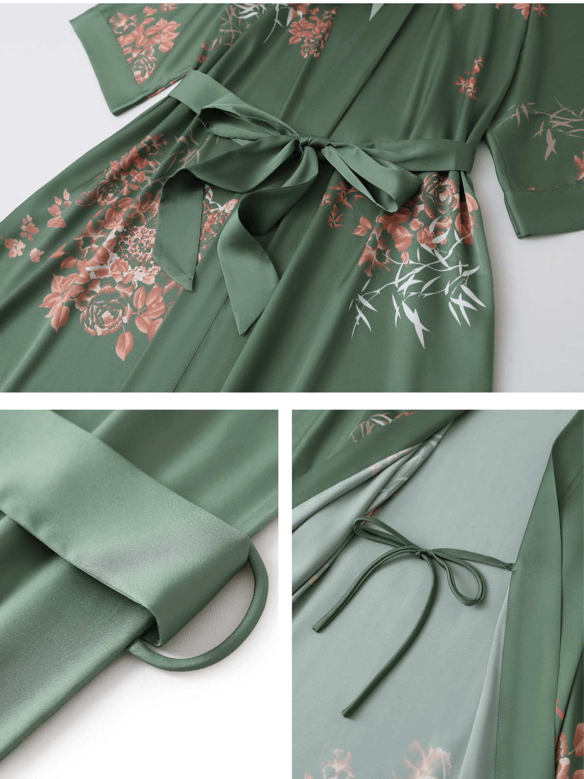 Ulivary Short Kimono Robe Olive
