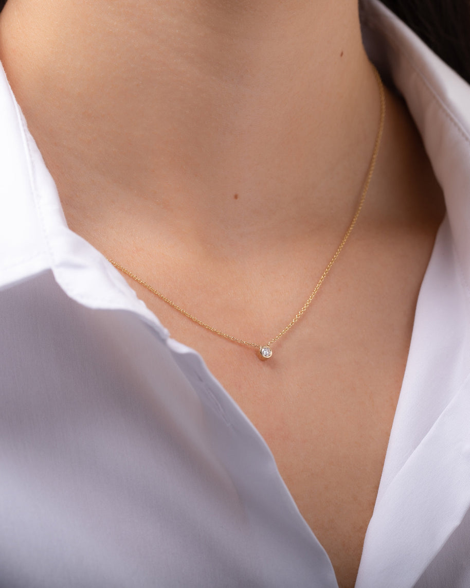 Zoe Lev Small Bezel Diamond Necklace