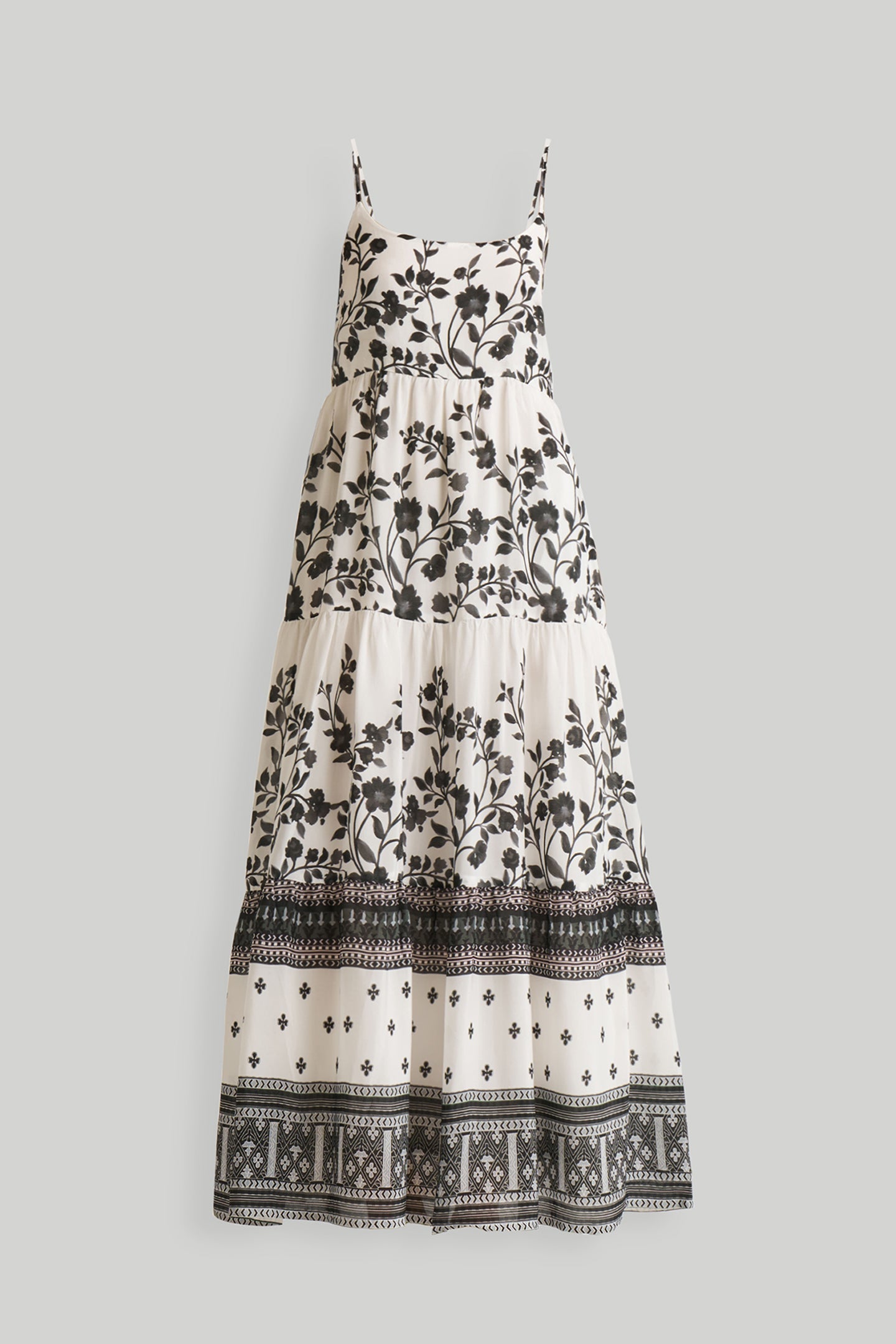 Reistor Strappy Tiered Maxi Dress in Florals