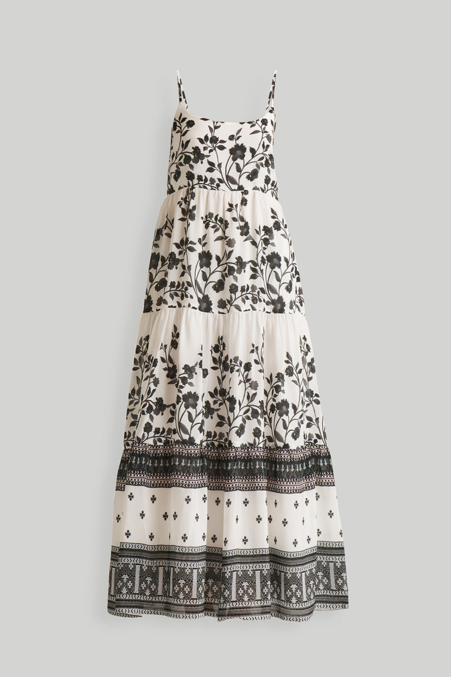 Reistor Strappy Tiered Maxi Dress in Florals