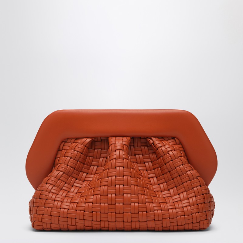 THEMOIRè Burnt Orange Clutch In Woven Eco Leather