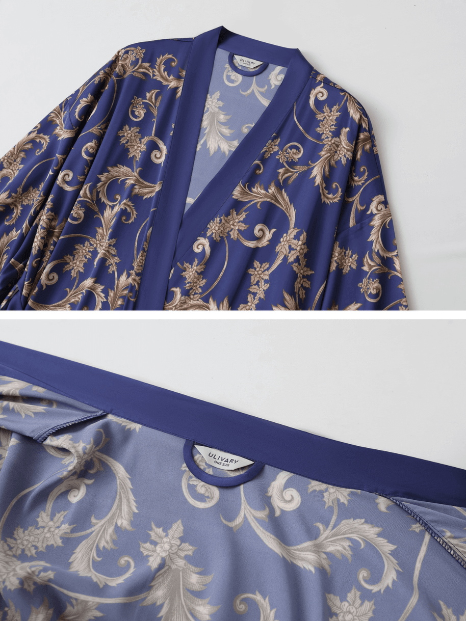 Ulivary Tassels Blue Kimono Robe