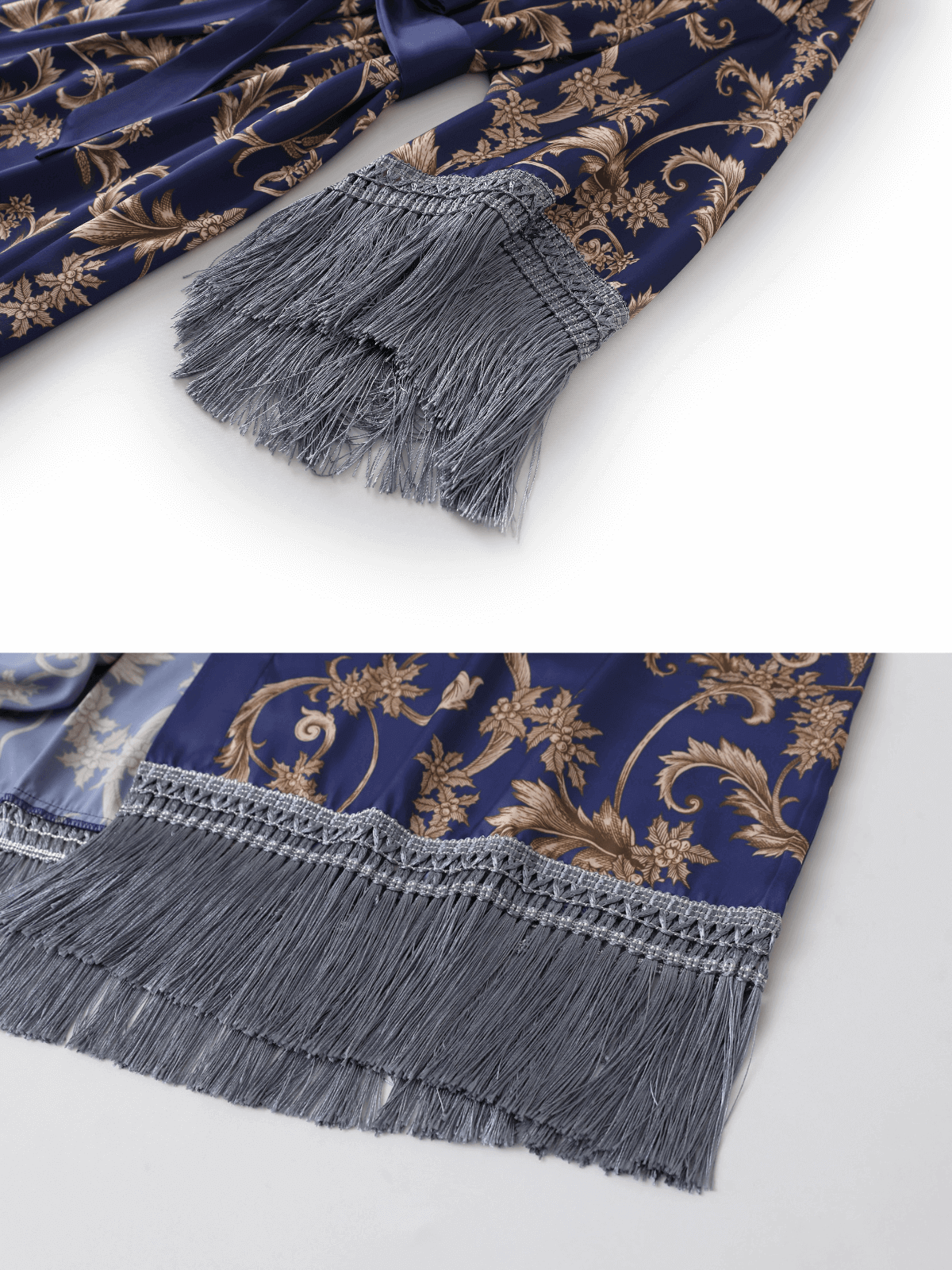 Ulivary Tassels Blue Kimono Robe