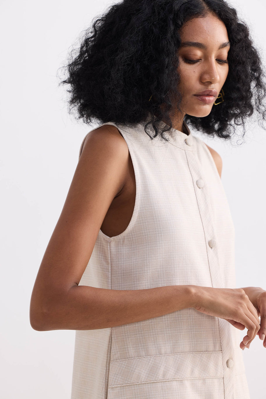 The Cotton Tweed Shift Dress In Cream