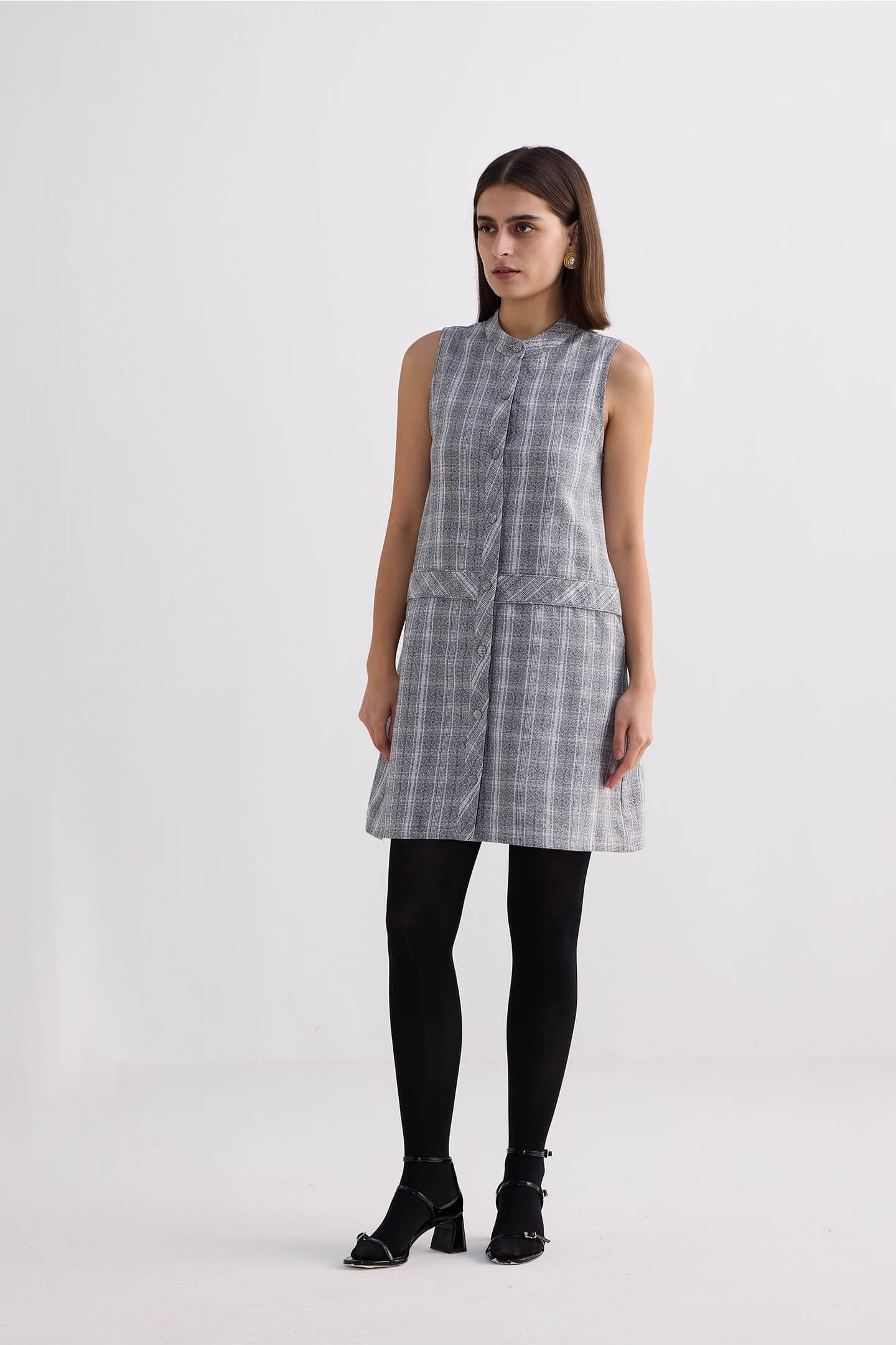 Reistor The Cotton Tweed Shift Dress in Grey