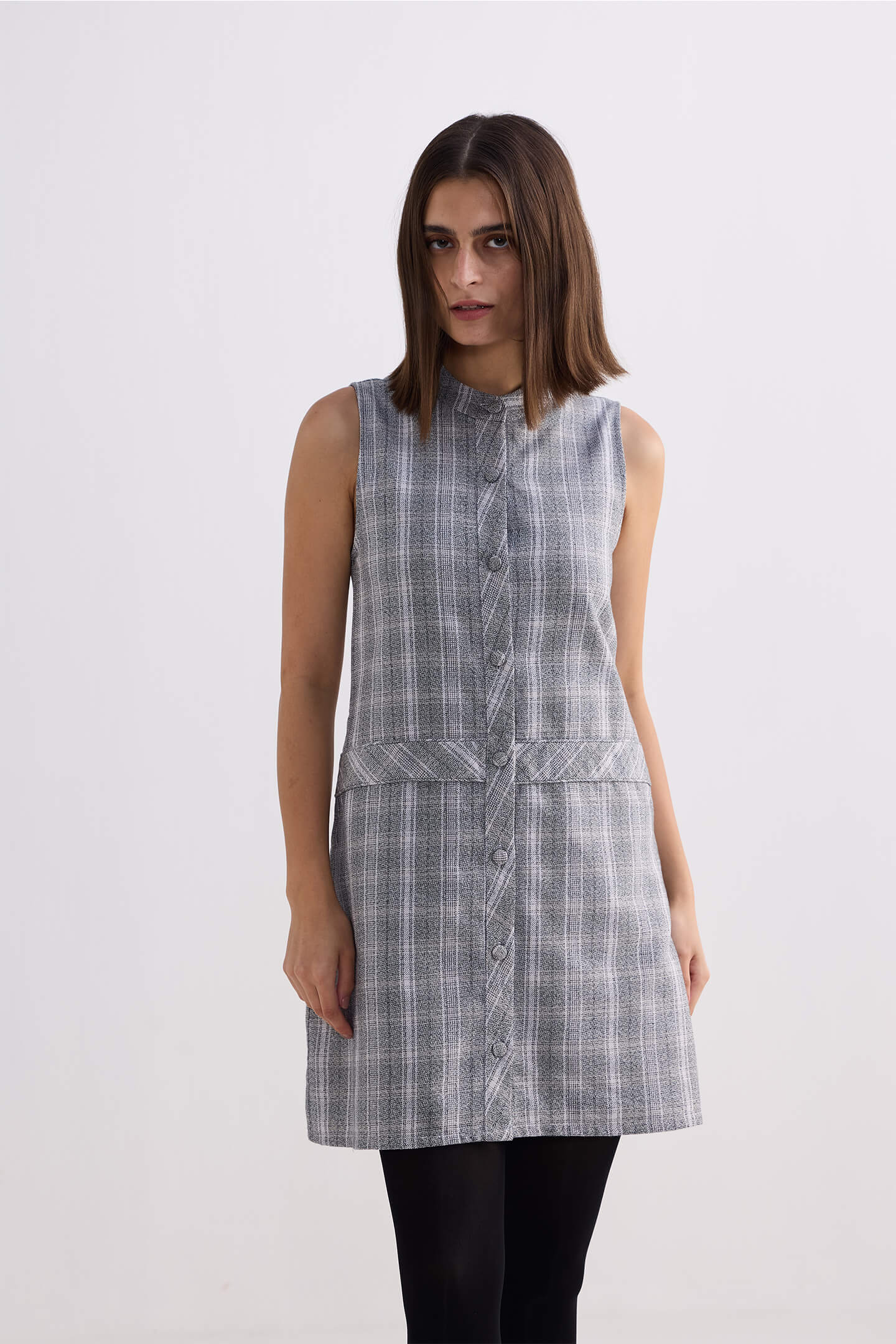 Reistor The Cotton Tweed Shift Dress in Grey