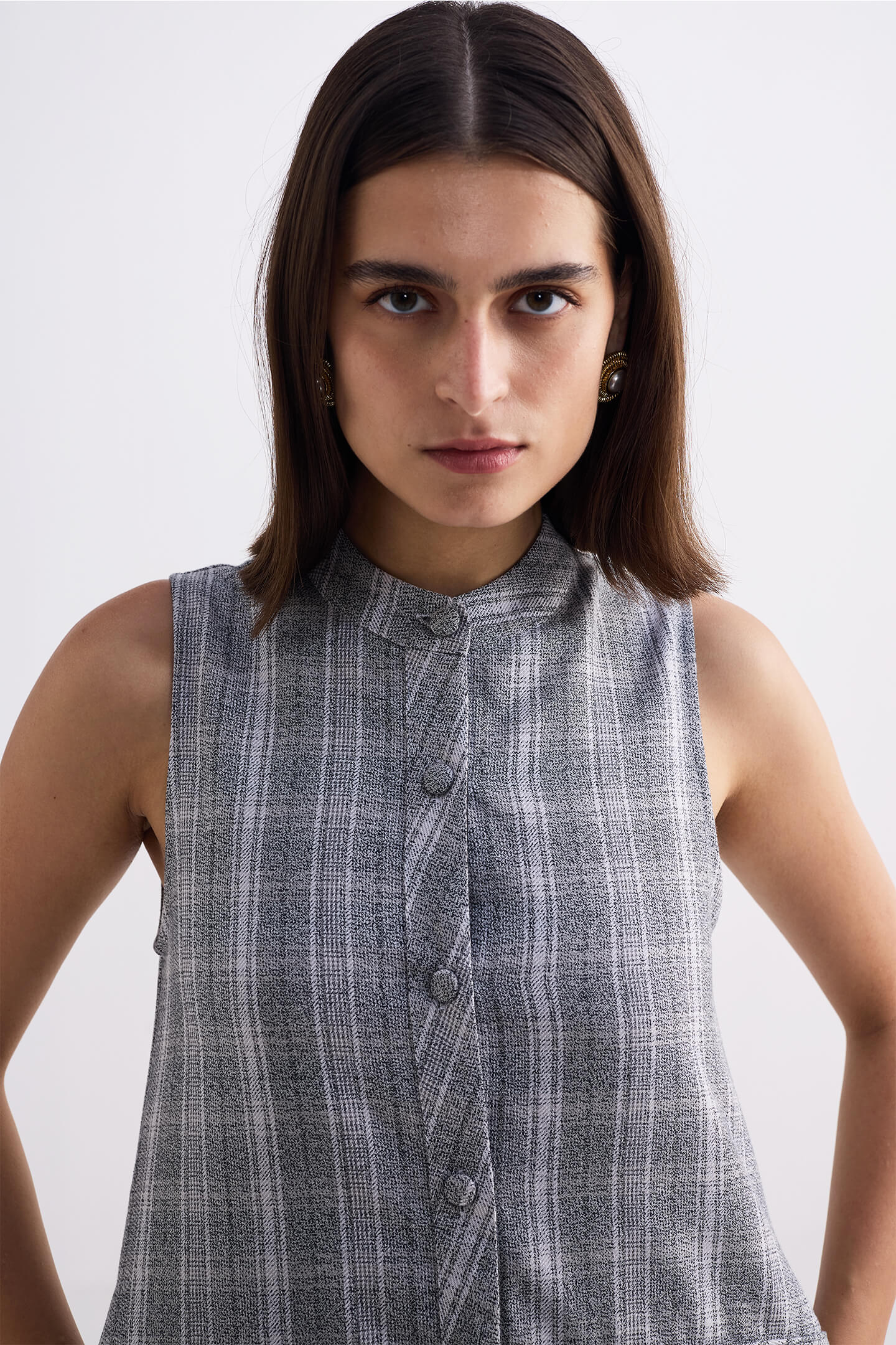 Reistor The Cotton Tweed Shift Dress in Grey