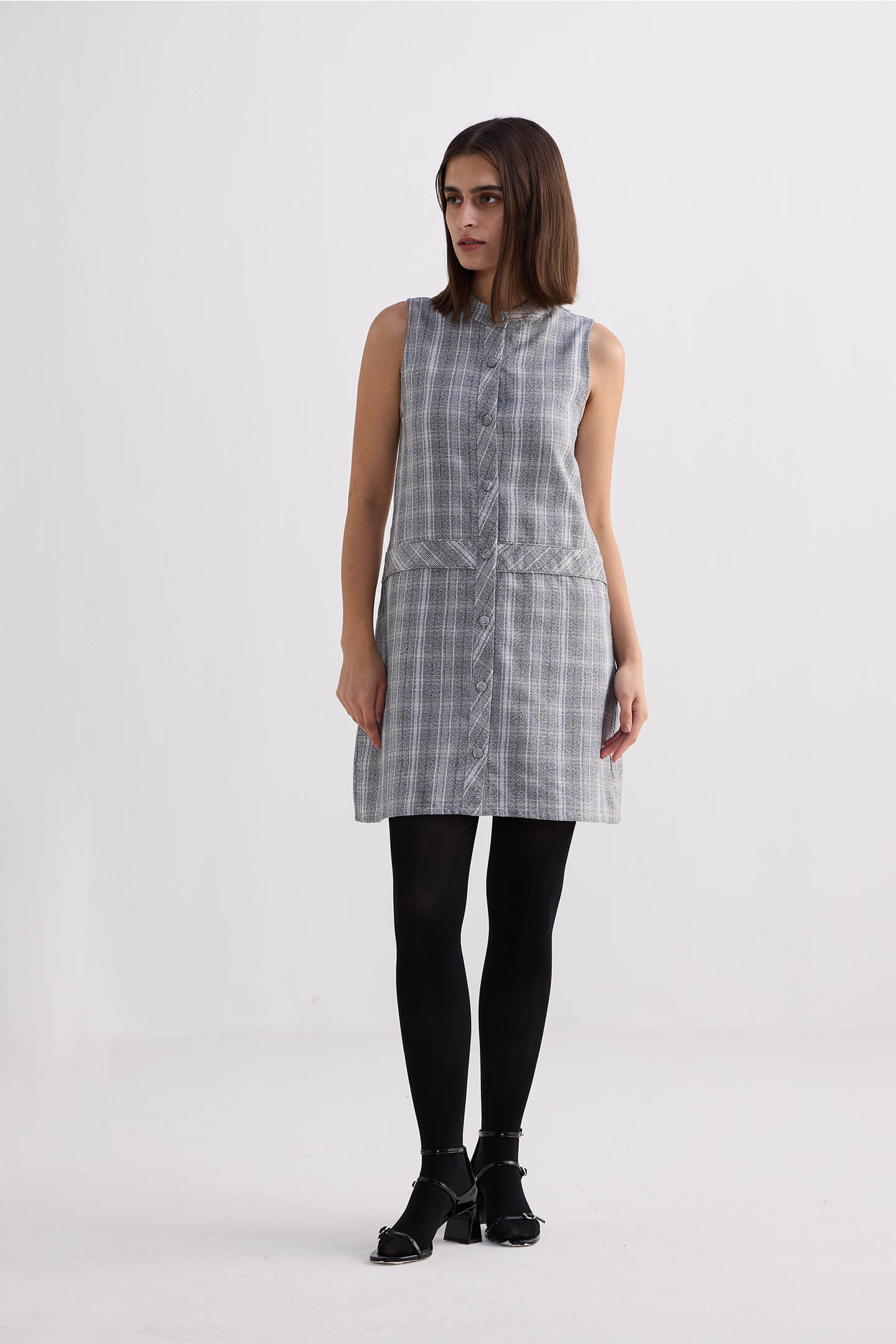 Reistor The Cotton Tweed Shift Dress in Grey