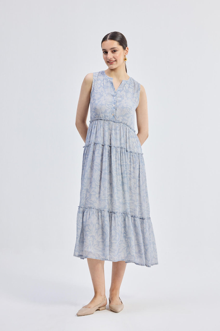 Reistor The Perfect Resort Floral Maxi in Periwinkle Blue