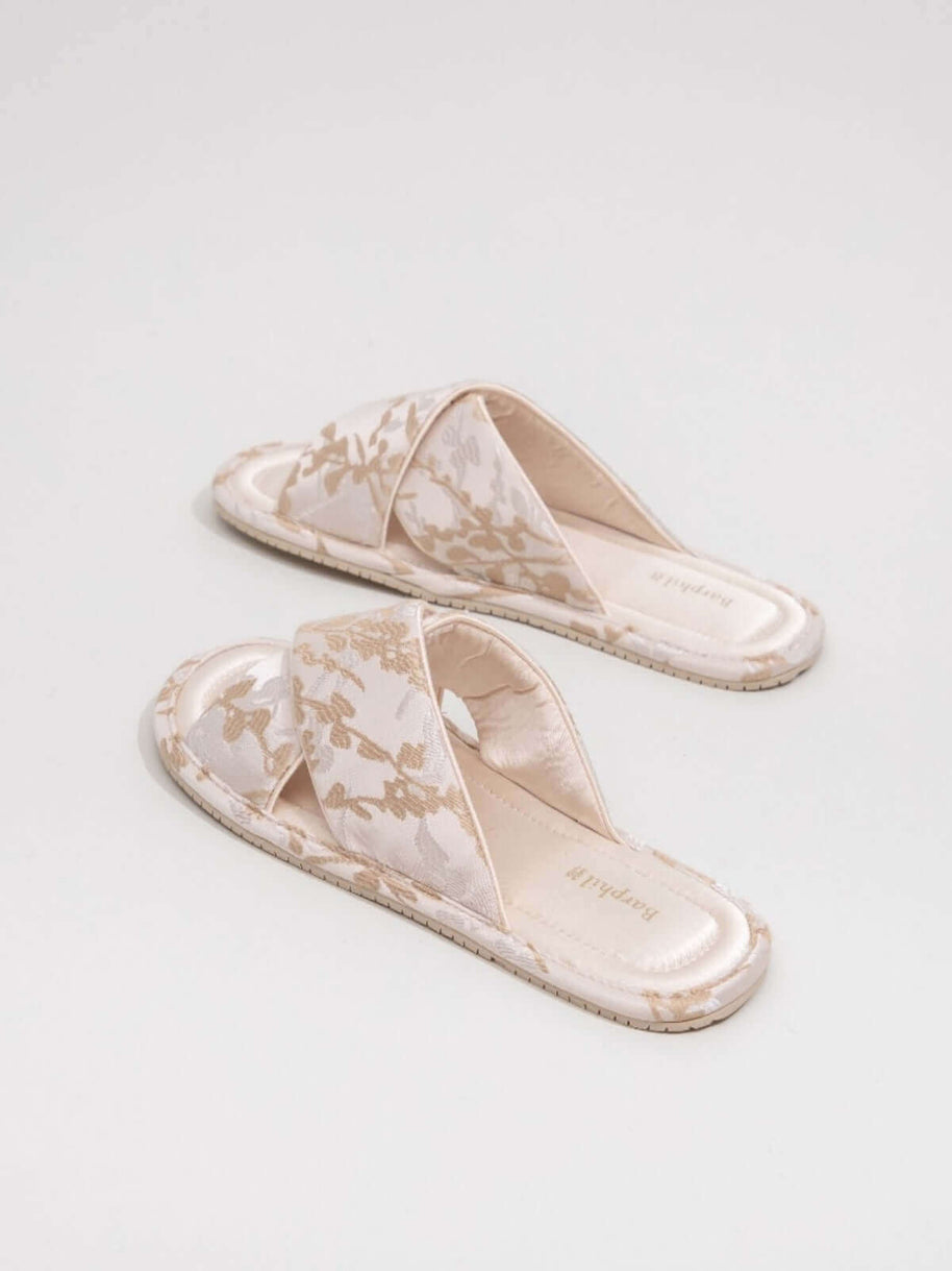 Ulivary Classic Cross-Strap Embroidery Slippers (more colors)