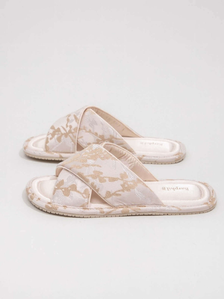 Ulivary Classic Cross-Strap Embroidery Slippers (more colors)