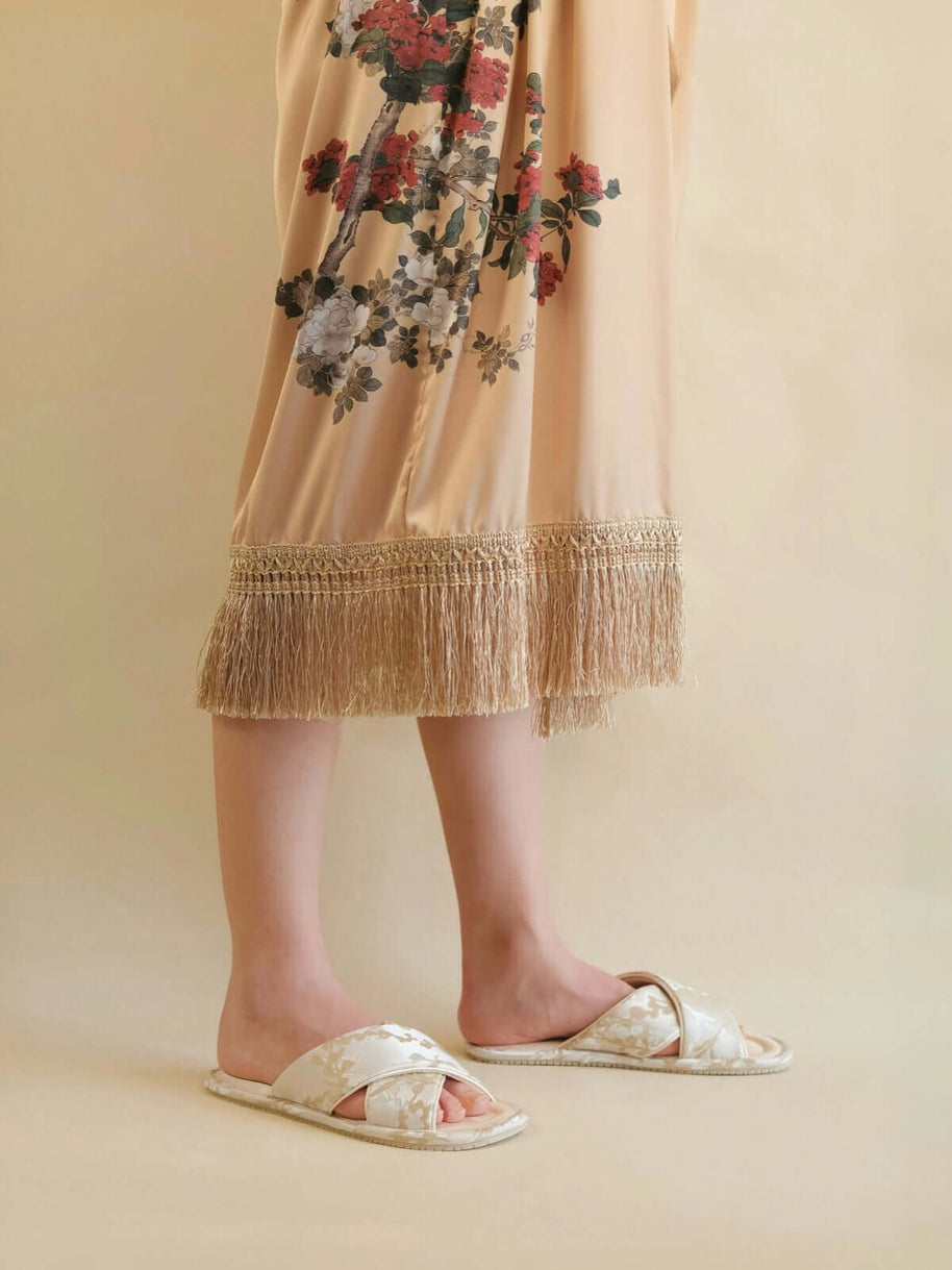Ulivary Classic Cross-Strap Embroidery Slippers (more colors)