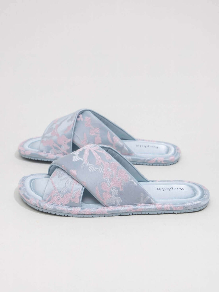 Ulivary Classic Cross-Strap Embroidery Slippers (more colors)