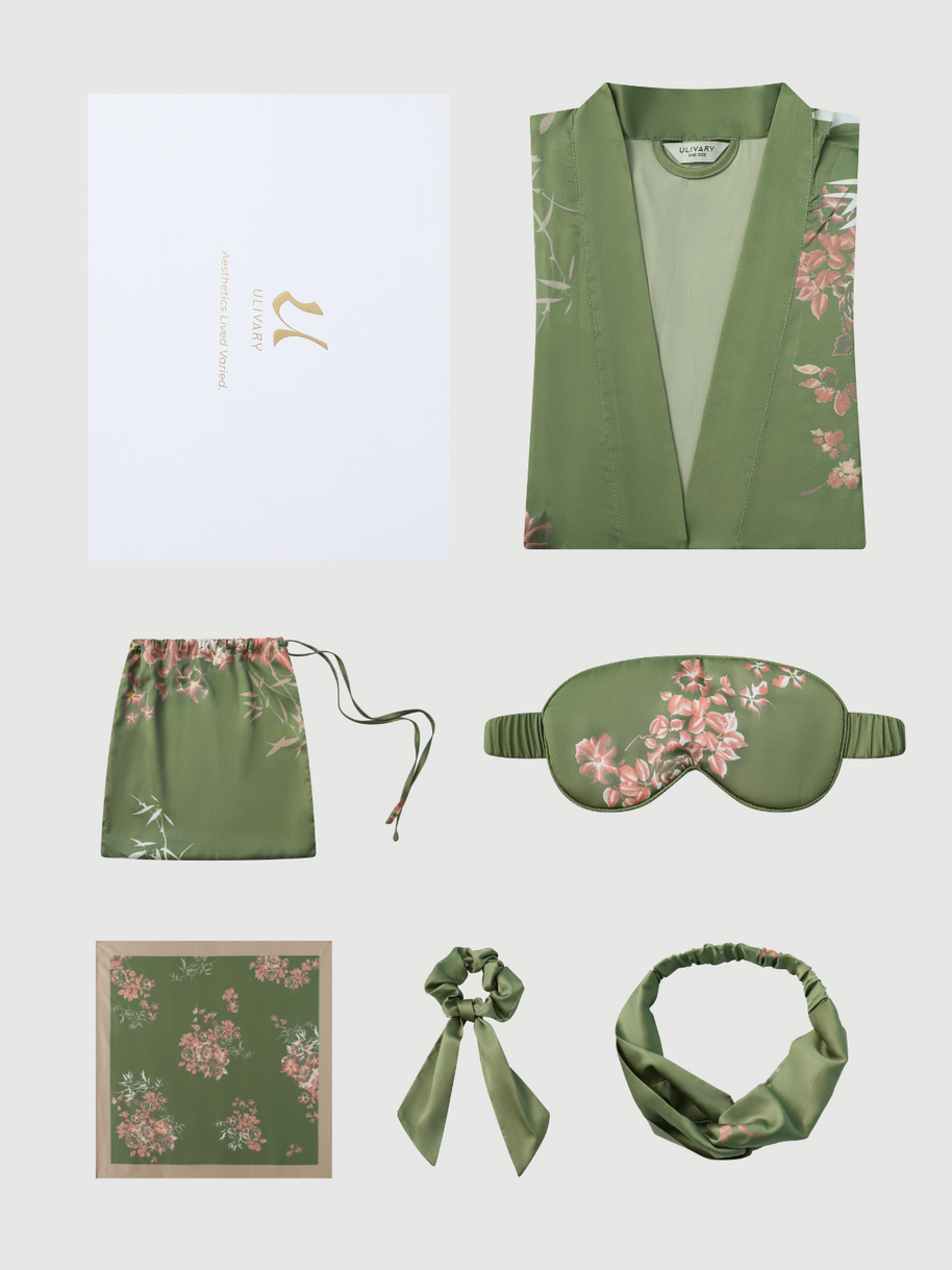 Ulivary Short Kimono Robe Olive