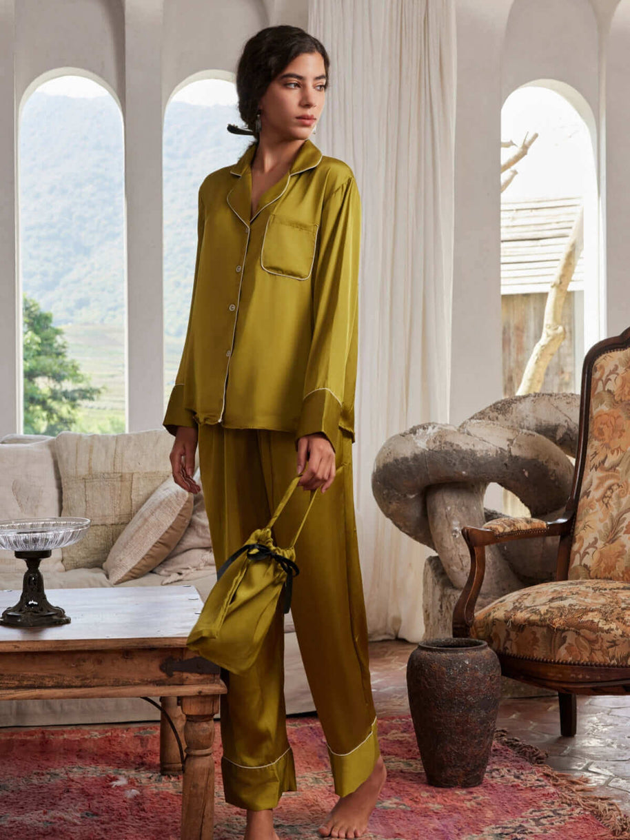 Ulivary Lapel Pajama Set 3 Pcs