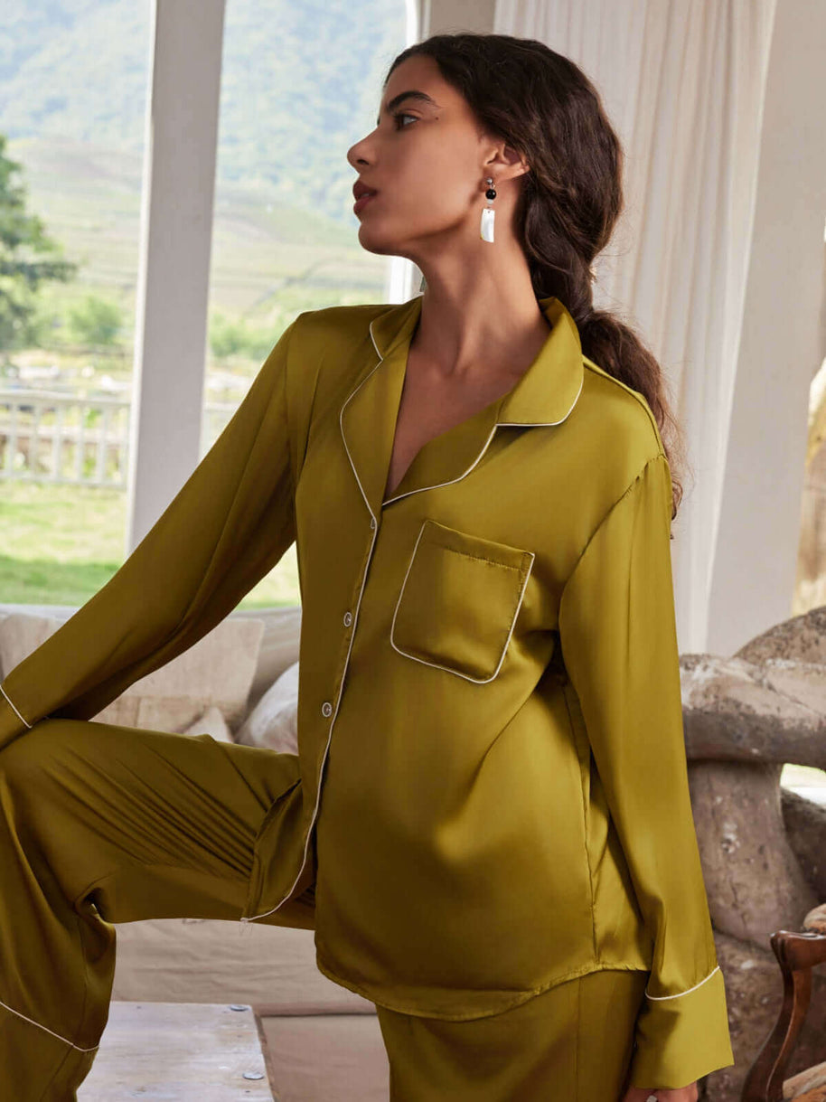 Ulivary Lapel Pajama Set 3 Pcs