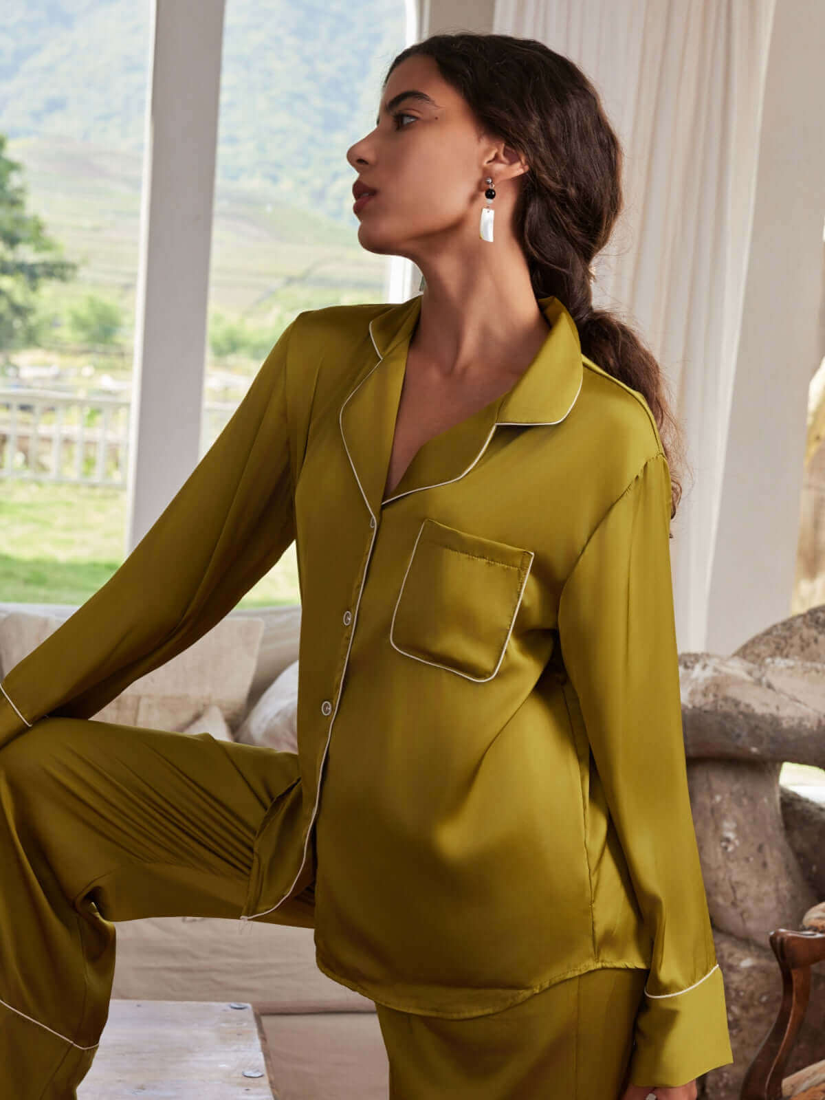 Ulivary Lapel Pajama Set 3 Pcs