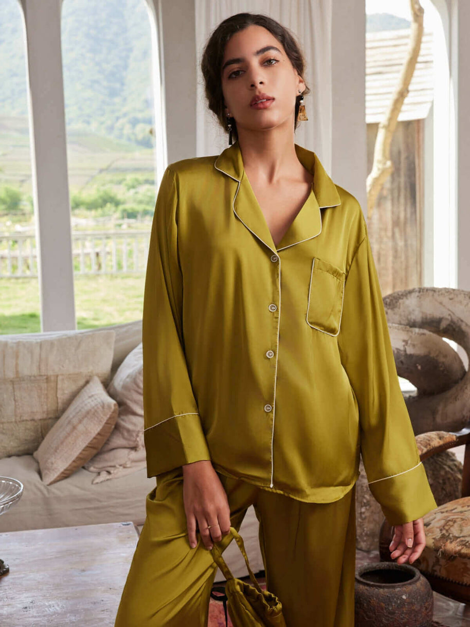 Ulivary Lapel Pajama Set 3 Pcs