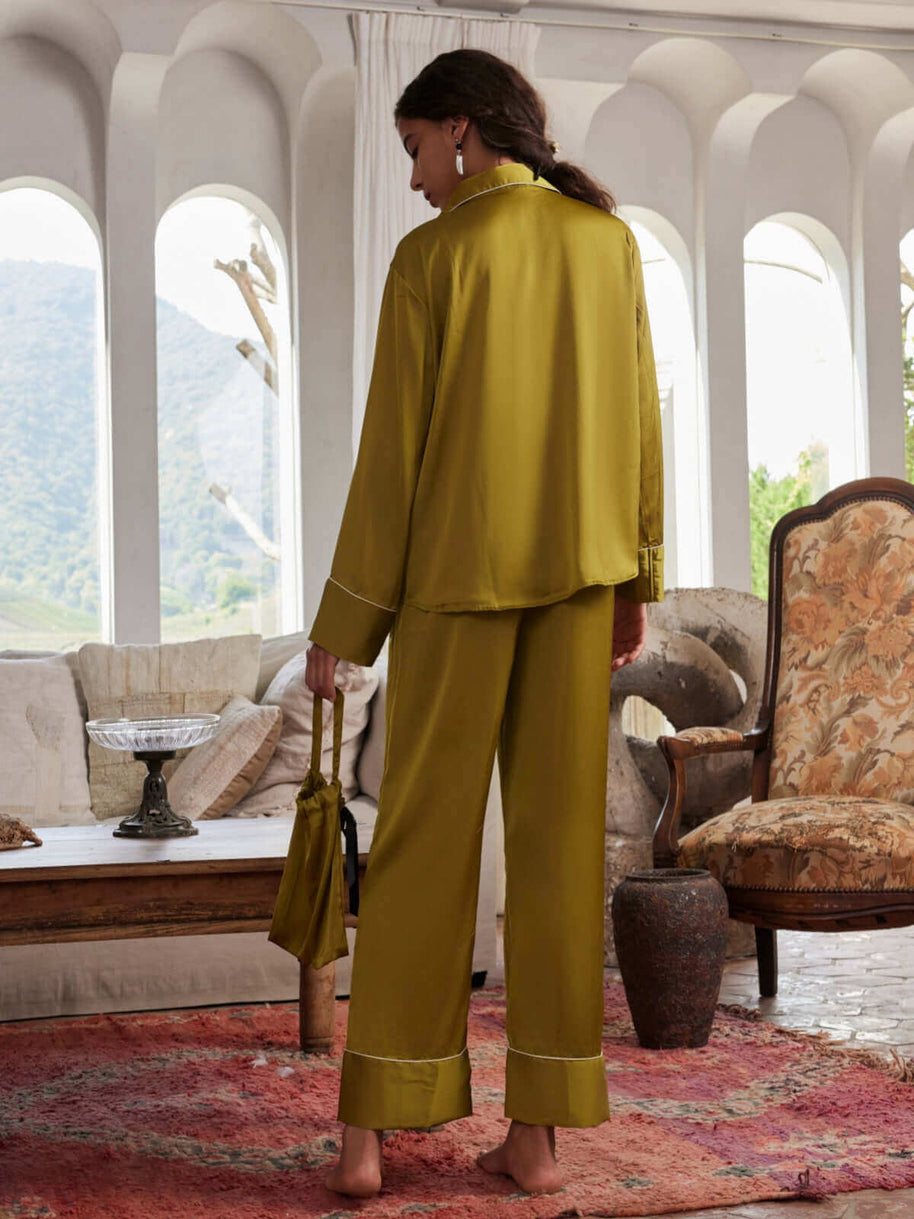 Ulivary Lapel Pajama Set 3 Pcs