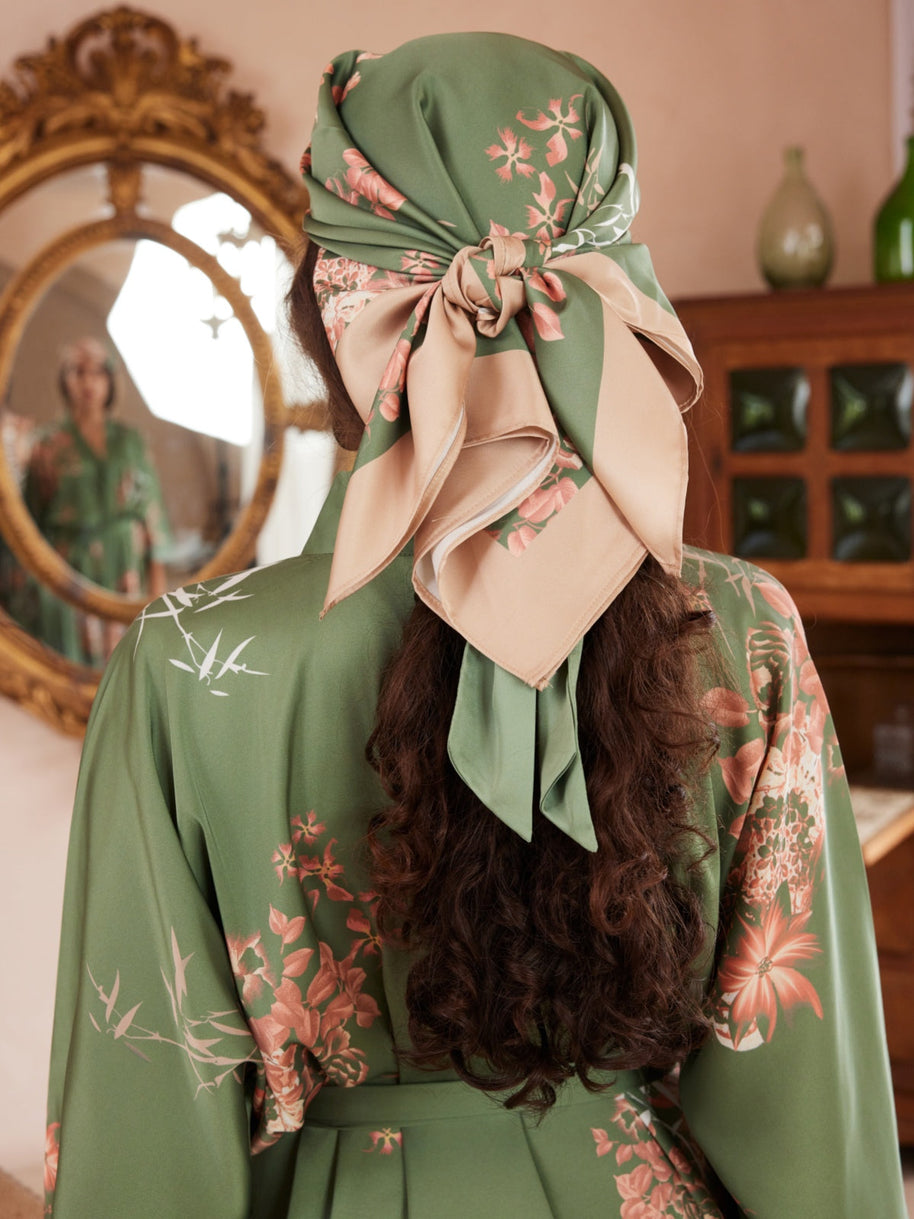 Ulivary Short Kimono Robe Olive