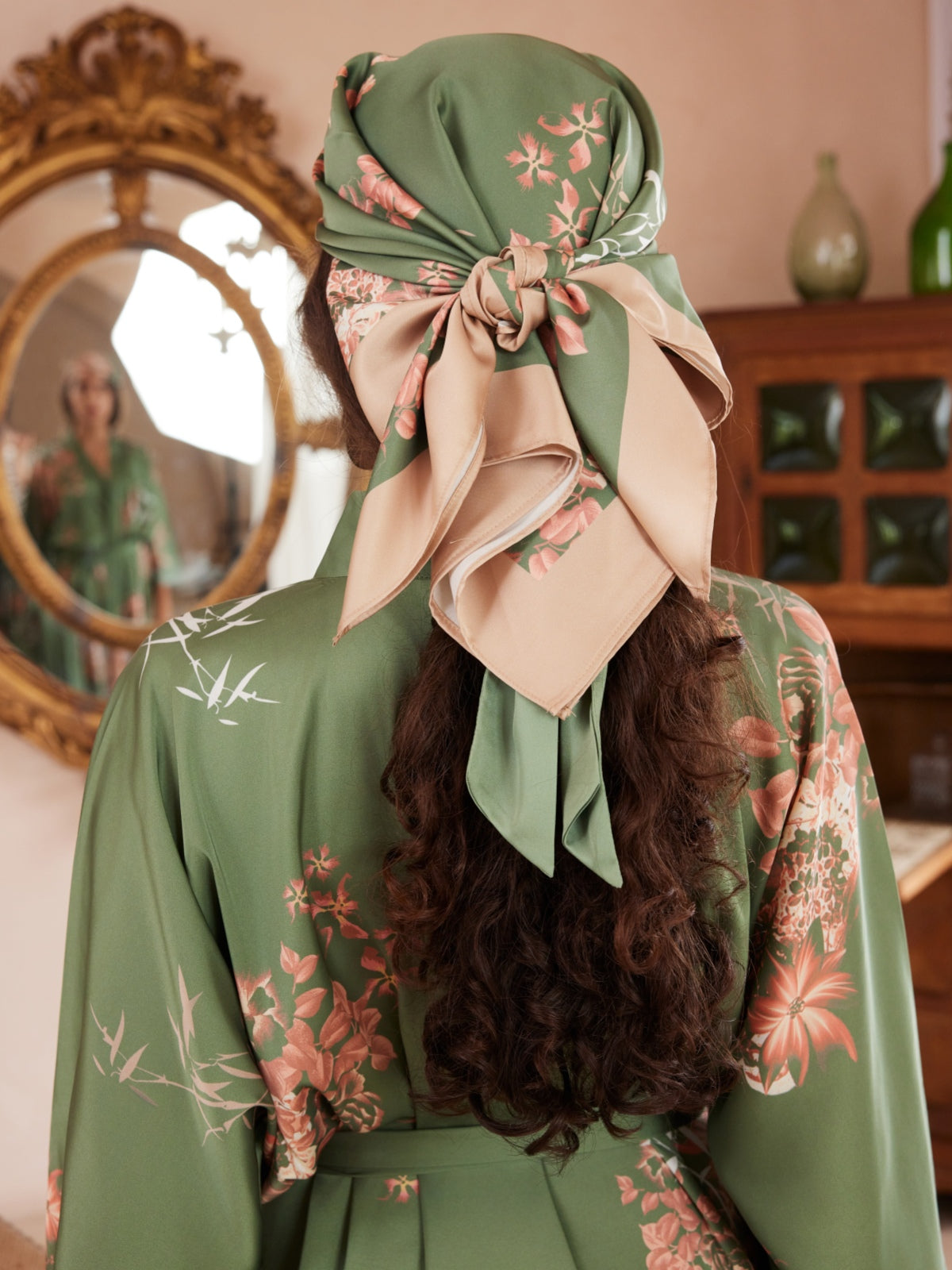 Ulivary Short Kimono Robe Olive
