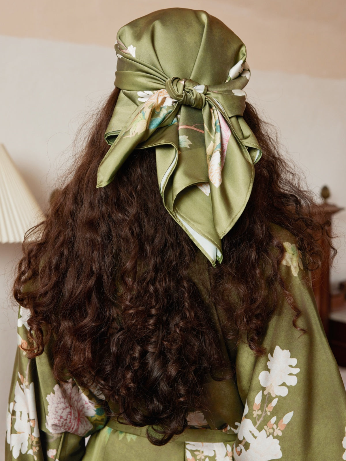 Ulivary Floral Olive Kimono Robe
