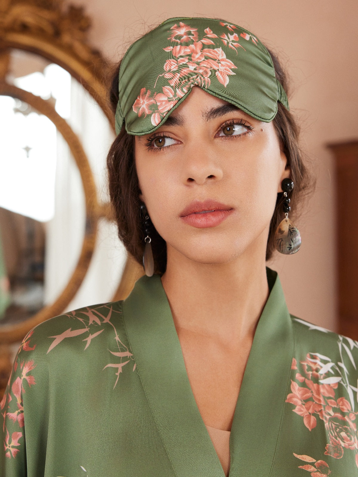 Ulivary Short Kimono Robe Olive
