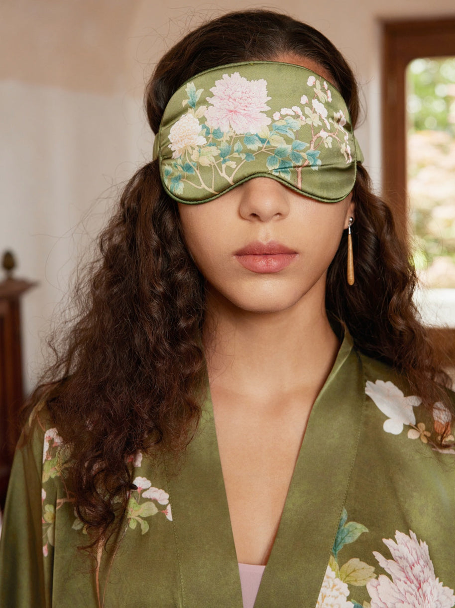 Ulivary Floral Olive Kimono Robe