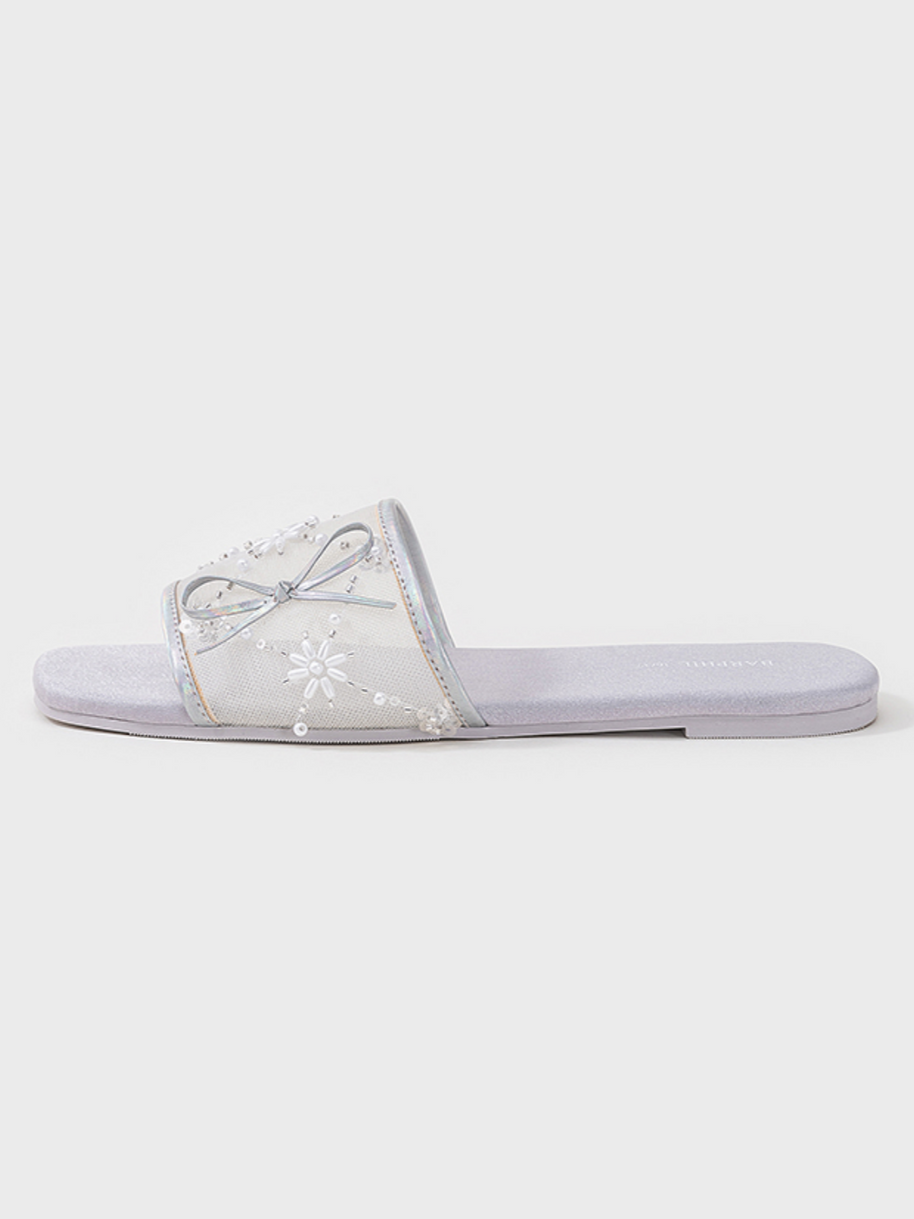 Ulivary Embroidered Satin Bow House Slippers (more colors)