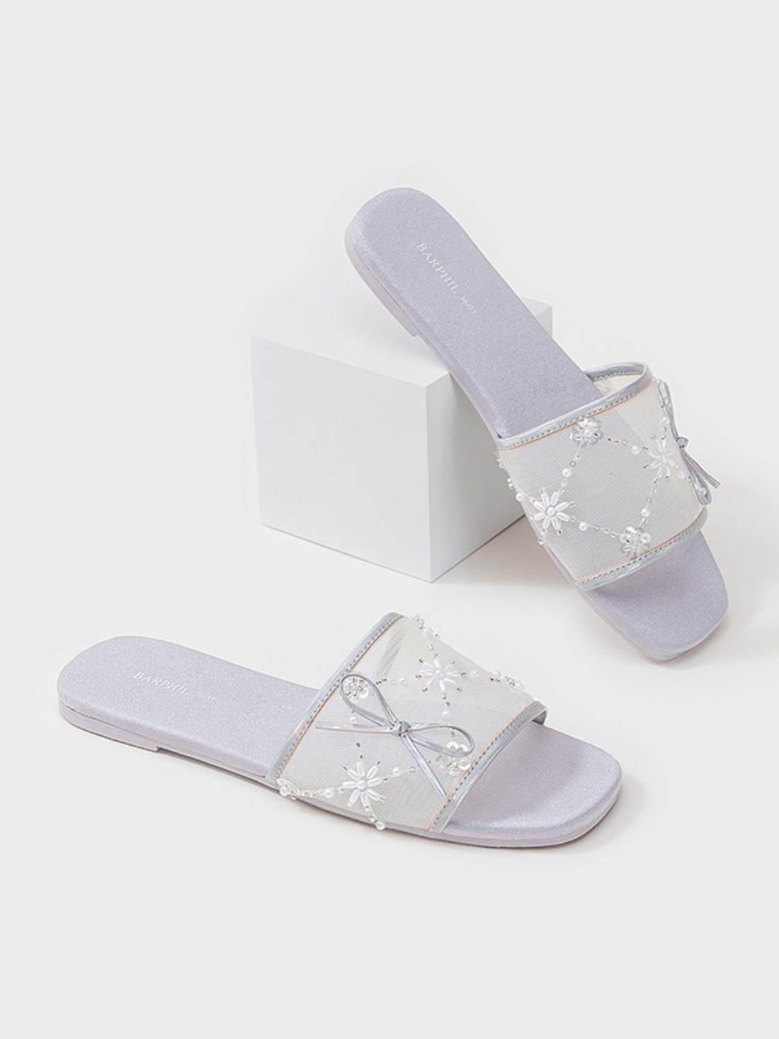 Ulivary Embroidered Satin Bow House Slippers (more colors)