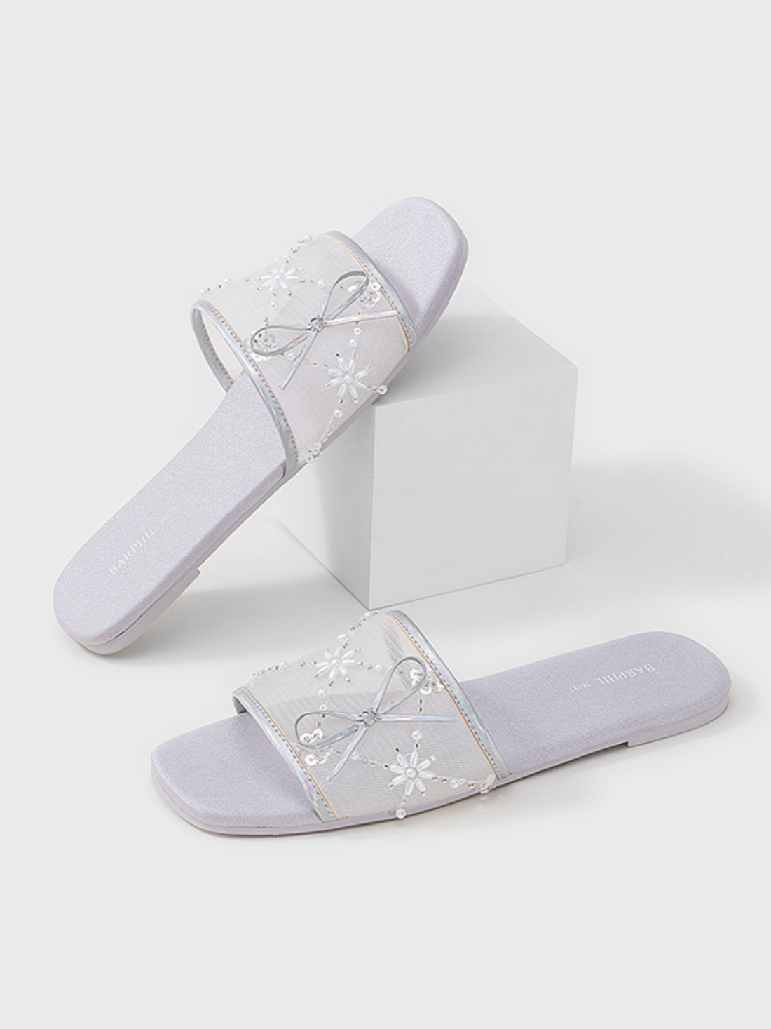 Ulivary Embroidered Satin Bow House Slippers (more colors)