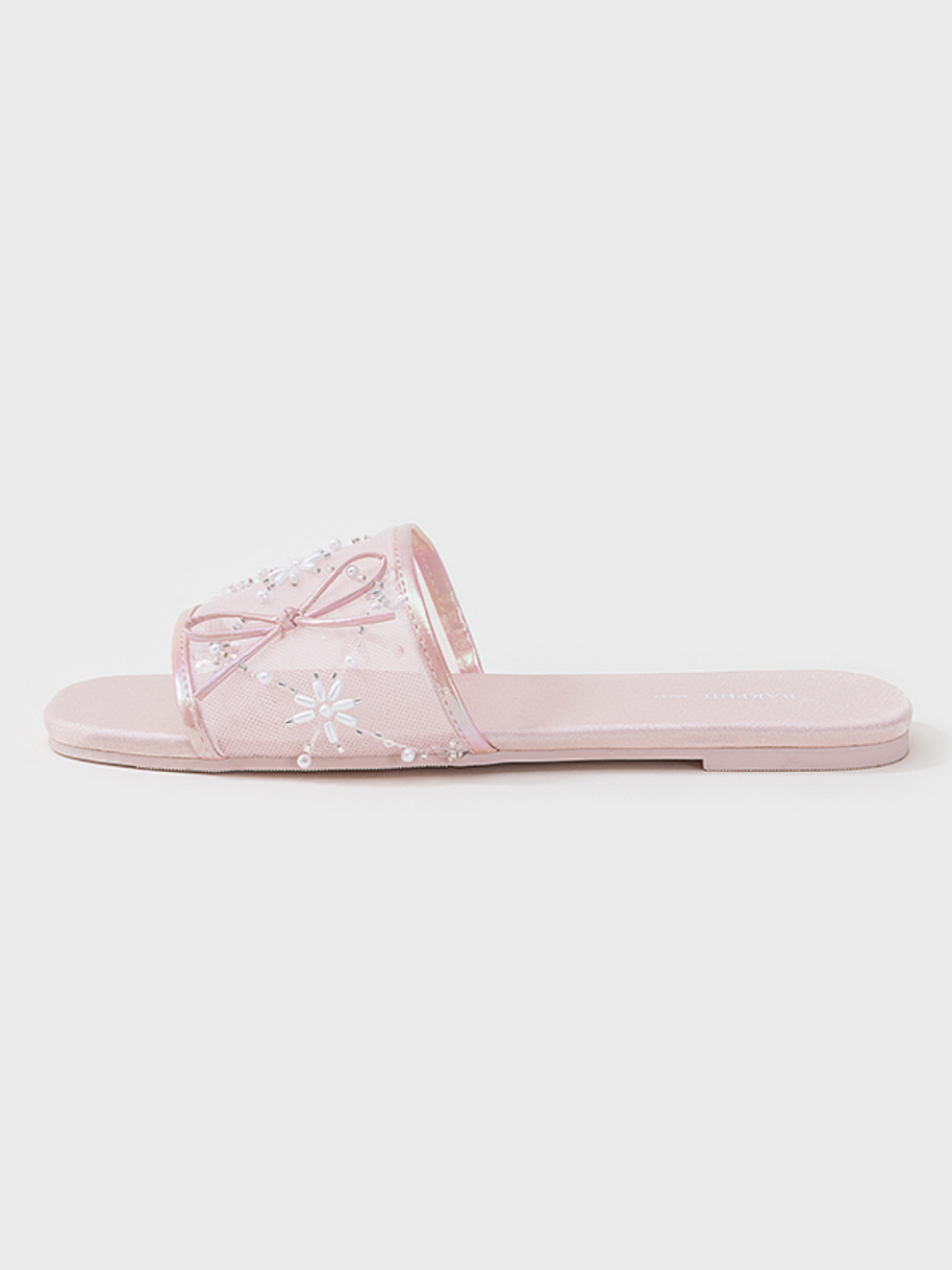 Ulivary Embroidered Satin Bow House Slippers (more colors)