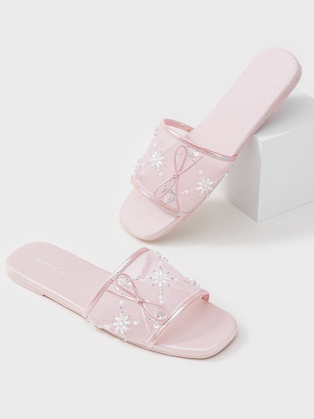 Ulivary Embroidered Satin Bow House Slippers (more colors)