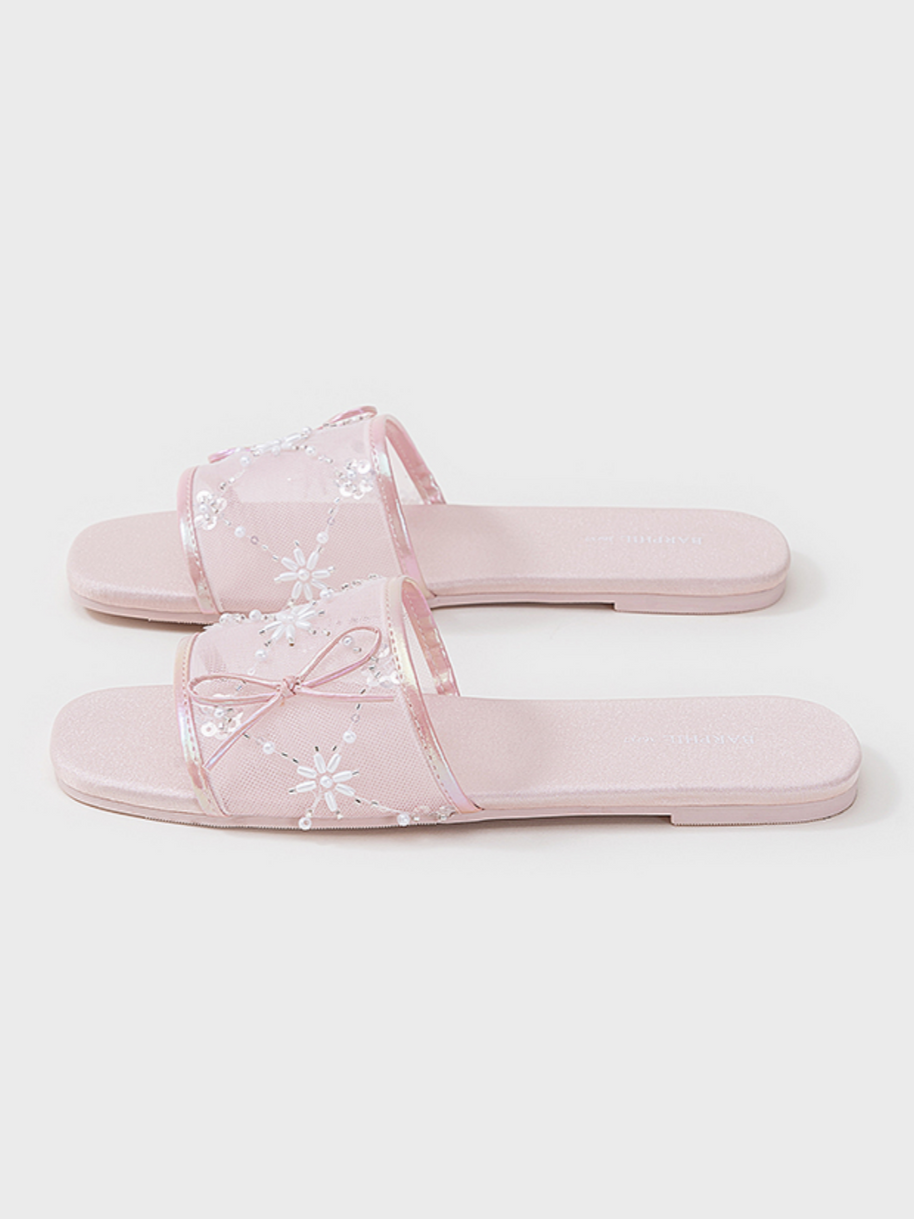 Ulivary Embroidered Satin Bow House Slippers (more colors)
