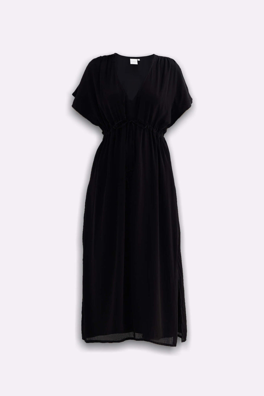 Reistor V-neck Gathered Maxi Dress in Black