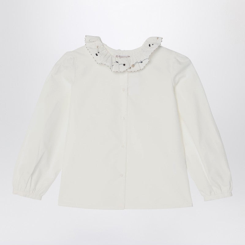 Bonpoint Kids' White Ruffled Blouse