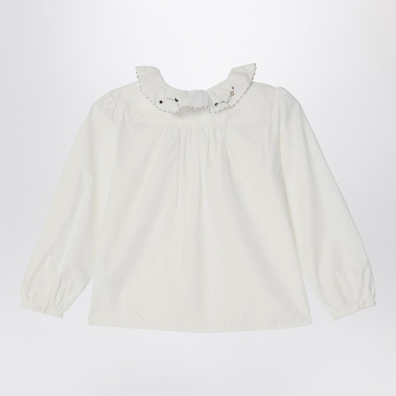 Bonpoint Kids' White Ruffled Blouse