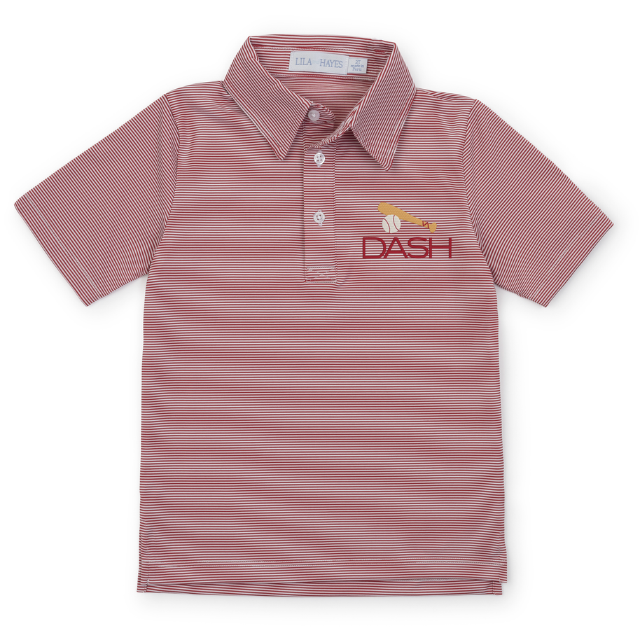 Will Boys' Performance Polo by LH Sport - Red Stripes