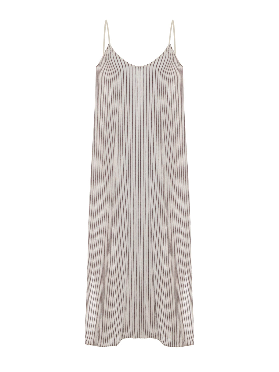 The Handloom Yaz Dress - Burgundy Stripes