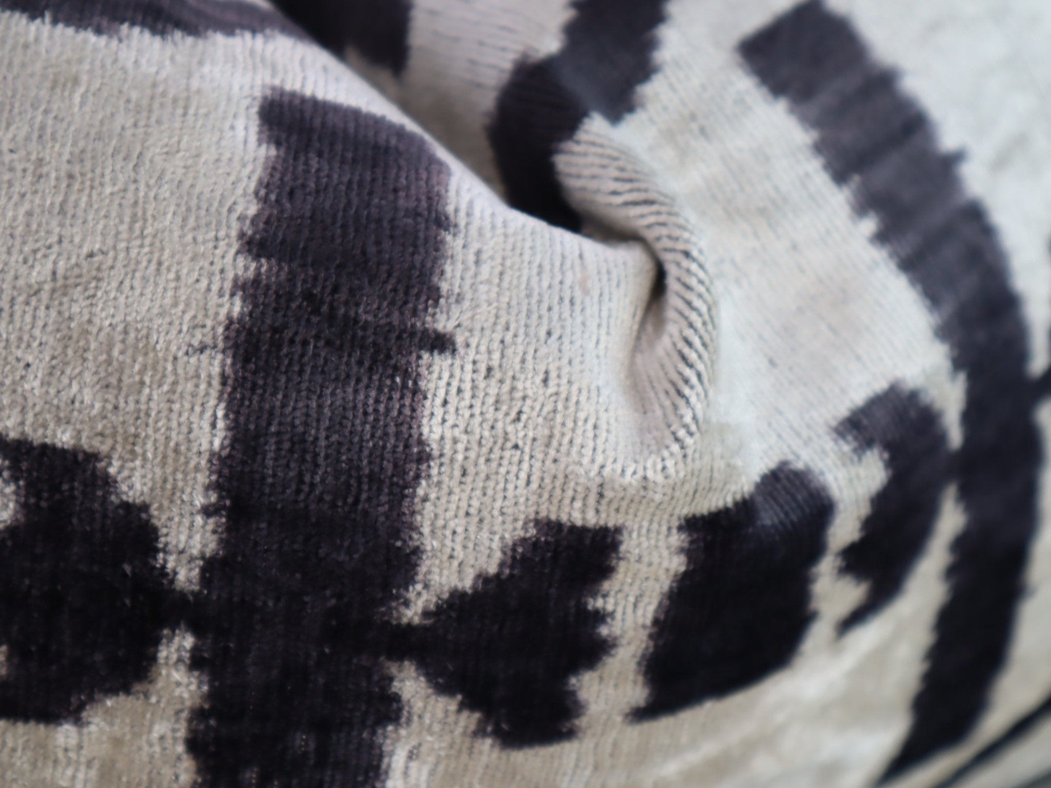 Canvello Black White Handmade 16x24 Silk Velvet Pillow, Organic Veg Dyed, Down/Feather Filled