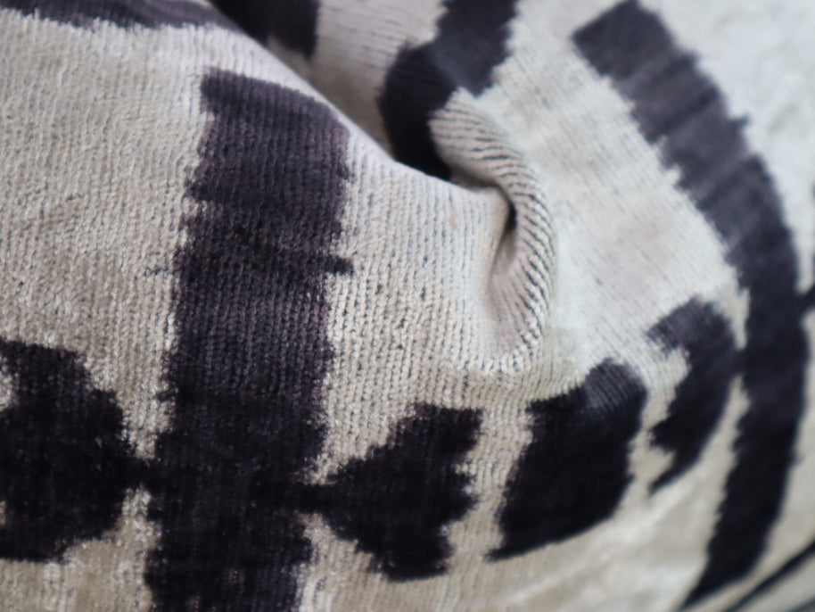 Canvello Black White Handmade 16x24 Silk Velvet Pillow, Organic Veg Dyed, Down/Feather Filled