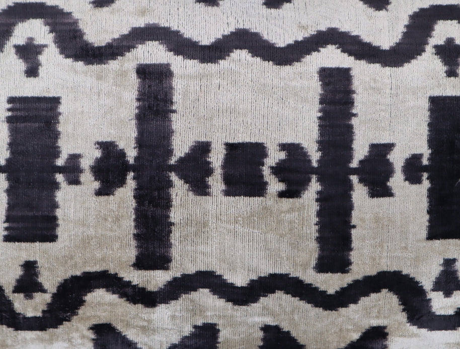 Canvello Black White Handmade 16x24 Silk Velvet Pillow, Organic Veg Dyed, Down/Feather Filled