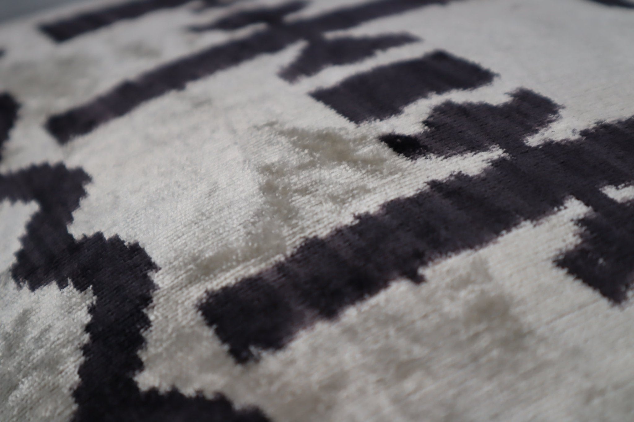 Canvello Black White Handmade 16x24 Silk Velvet Pillow, Organic Veg Dyed, Down/Feather Filled